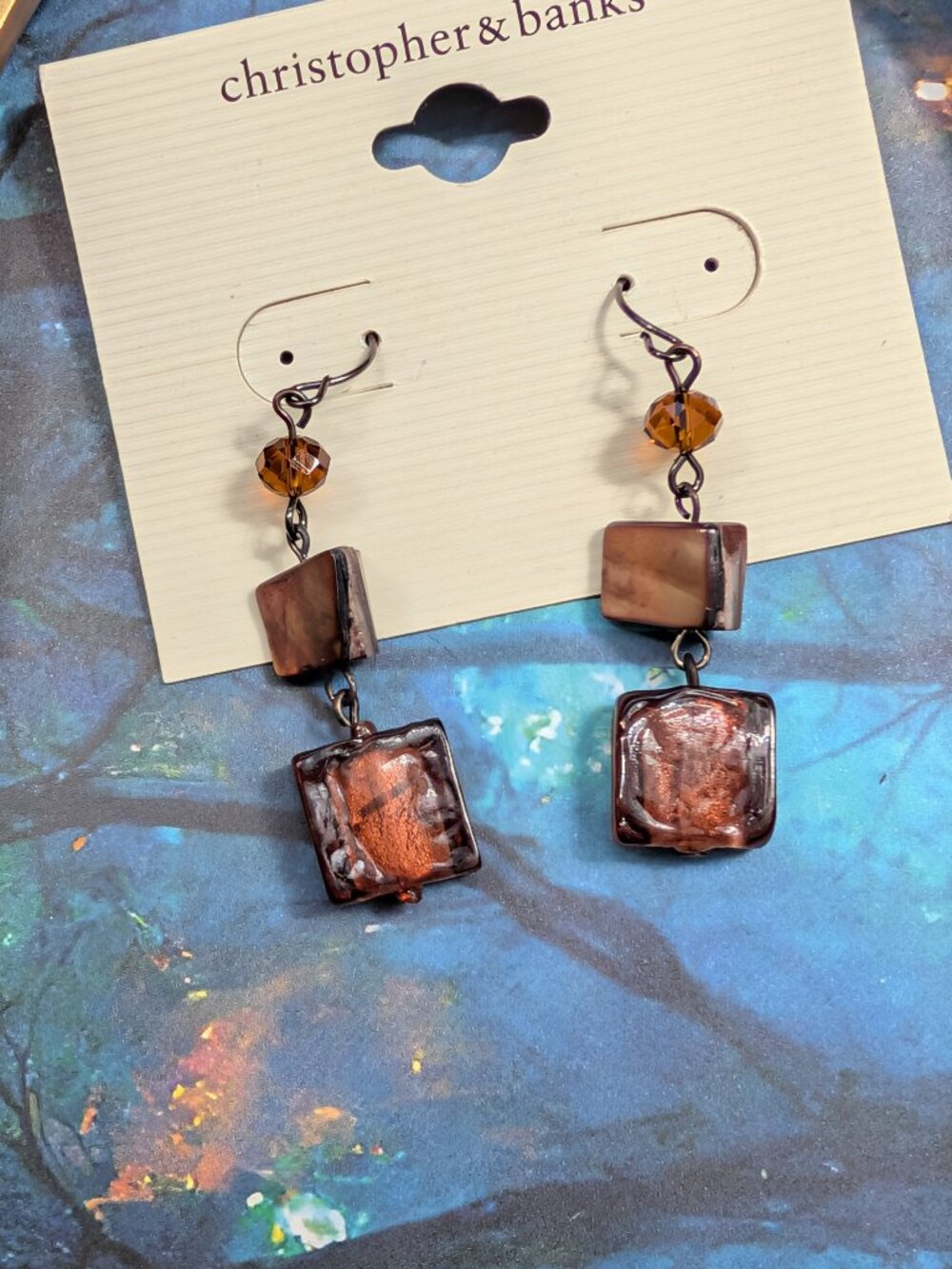 Christopher & Banks Vintage y2k deadstock earth tone beaded drop earrings